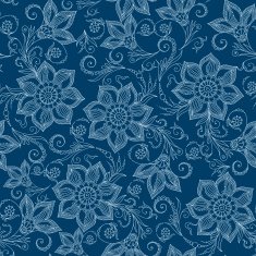 Henna Mehendi Tattoo Doodles Seamless Pattern on blue background N2
