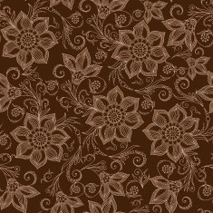Henna Mehendi Tattoo Doodles Seamless Pattern on a brown back N4