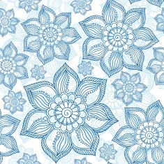 Henna Mehendi Tattoo Doodles Seamless Pattern on a white N4