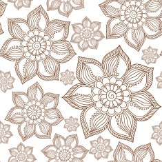 Henna Mehendi Tattoo Doodles Seamless Pattern on a white N5