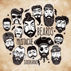 Mustache beard and hair style set