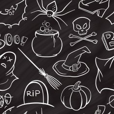 Halloween vector chalk seamless pattern N2