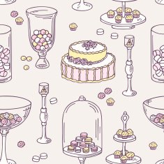 Seamless pattern with hand drawn candy bar Sweet shop background