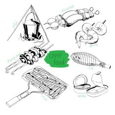 black barbecue icons set