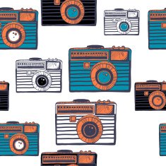 Vintage camera vector pattern