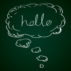 Simple doodle of a hello thought bubble