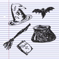 Simple doodle of a witches set