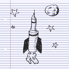 Simple doodle of a space rocket