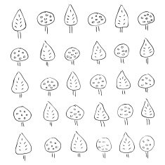 Hand drawn illustrations of trees