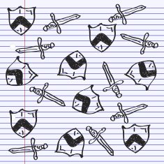 Simple doodle of a shield and sword