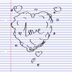 Simple doodle of a love thought bubble