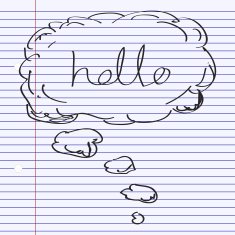 Simple doodle of a hello thought bubble N2