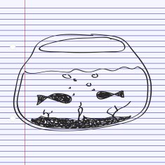 Simple doodle of a goldfish bowl N2