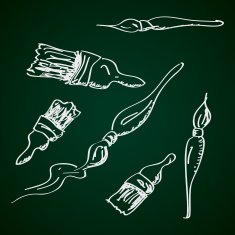 Simple doodle of some paint brushes N2