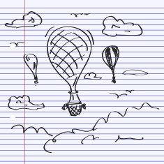 Simple doodle of a hot air balloon