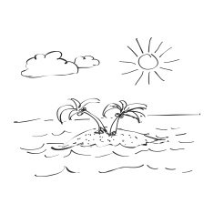 Simple doodle of a desert island