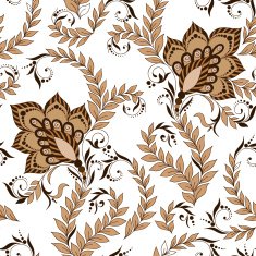 Henna Mehendi Doodles Seamless Pattern on a white background
