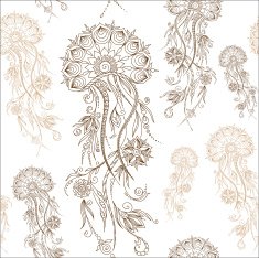 Hand drawn jellyfish Vector illustration Henna Mehendi Doodle N2