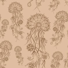 Hand drawn jellyfish Vector illustration Henna Mehendi Doodle N3