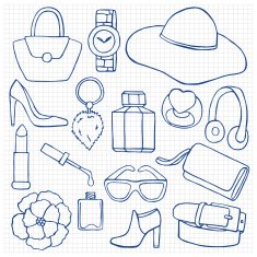 Woman accessories hand drawn set