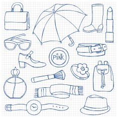 Woman accessories hand drawn set N3