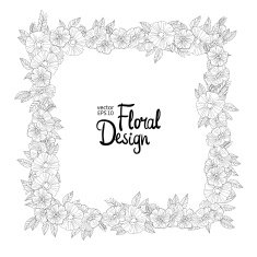 Floral border made with sketchy flowers N2