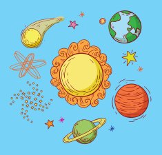 planets Doodle hand drawn vector illustration