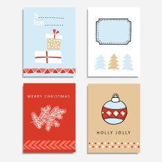 Set of hand drawn christmas greeting journal cards vector