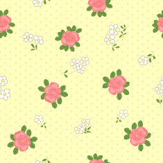 Seamless pattern with cartoon daisies and roses