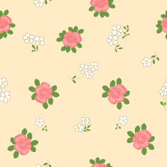 Seamless pattern with cartoon daisies and roses N2