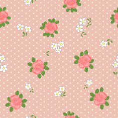 Seamless pattern with cartoon daisies and roses N3