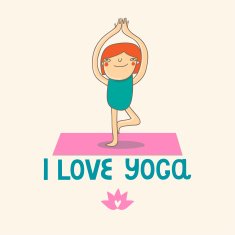 Hand drawn yoga cartoon card N2