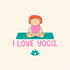 Hand drawn yoga cartoon card N3