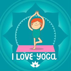 Hand drawn yoga cartoon card N5