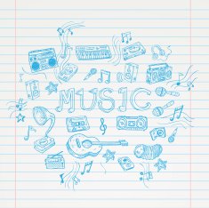 Music doodle collection hand drawn illustration