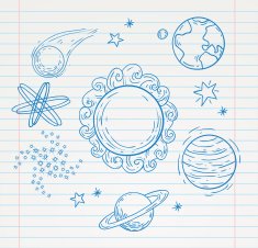 planets Doodle hand drawn vector illustration N3