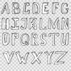 Hand drawing alphabet vector illustration set in black ink