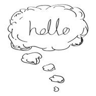 Simple doodle of a hello thought bubble N3