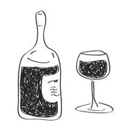 Simple doodle of a bottle wine