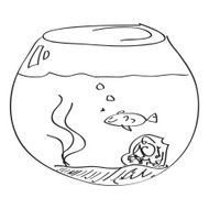 Simple doodle of a goldfish bowl N3