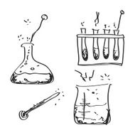 Simple doodle of a chemistry kit N2