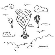 Simple doodle of a hot air balloon N2