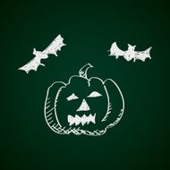Simple doodle of a pumpkin and bats