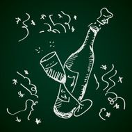Simple doodle of a champagne bottle N3