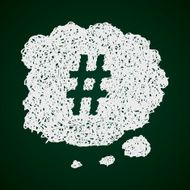 Simple doodle of a hash tag thought bubble