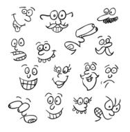 cartoon faces collection in different expressions vector icon illustration