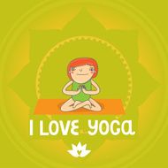 Hand drawn yoga cartoon card N6