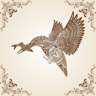 Kingfisher Bird Thai Pattern Vector Illustration