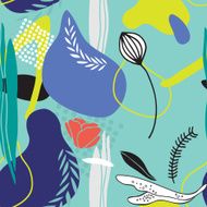 Hand drawn abstract floral seamless background pattern N3