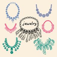 Vector set of hand drawn and fashionable jewelry doodles accessories